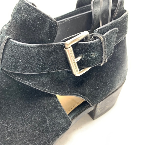 MICHAEL KORS Genuine Leather Black Suede Ankle Booties Shoes Block Heels sz 9.5 - Picture 10 of 16